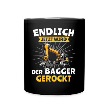 Bagger Baggerfahrer - Tasse einfarbig - Schwarz - Vorne