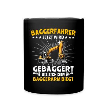 Bagger Baggerfahrer - Tasse einfarbig - Schwarz - Vorne
