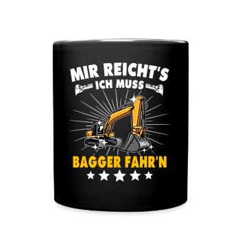 Bagger Baggerfahrer - Tasse einfarbig - Schwarz - Vorne