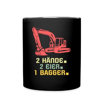 Bagger Baggerfahrer - Tasse einfarbig - Schwarz - Vorne