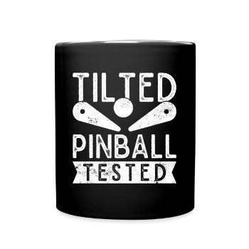 Tilted Pinball Tested Pinball Machine Collector - Full Colour Mug - black - Front