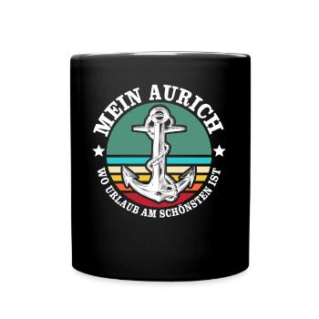 Aurich Urlaub - Tasse einfarbig - Schwarz - Vorne