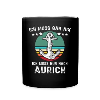 Aurich Urlaub - Tasse einfarbig - Schwarz - Vorne