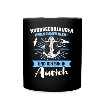 Aurich Urlaub - Tasse einfarbig - Schwarz - Vorne