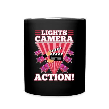 Lights camera action - Tasse einfarbig - Schwarz - Vorne