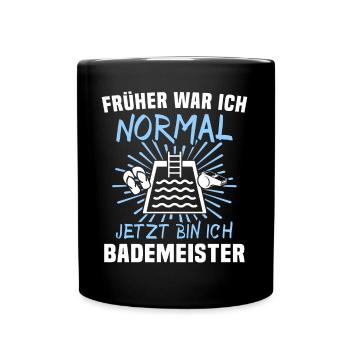 Schwimmmeister Bademeister - Tasse einfarbig - Schwarz - Vorne