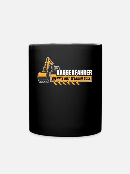 Baggerfahrer Bagger - Tasse einfarbig - Schwarz