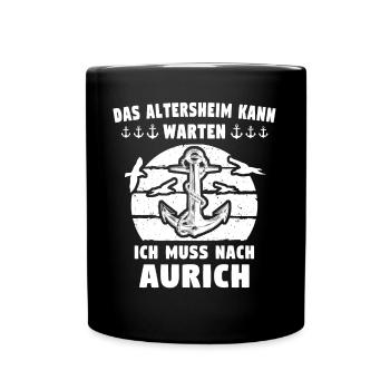 Aurich Sprüche Auricher Spruch - Tasse einfarbig - Schwarz - Vorne