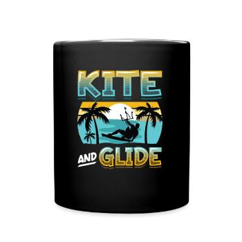 Kite And Glide, Kitesurfing - Tasse einfarbig - Schwarz - Vorne