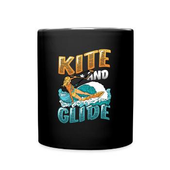 Kite And Glide, Kitesurfing - Tasse einfarbig - Schwarz - Vorne