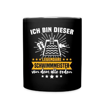 Schwimmmeister Bademeister - Tasse einfarbig - Schwarz - Vorne