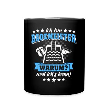 Schwimmmeister Bademeister - Tasse einfarbig - Schwarz - Vorne