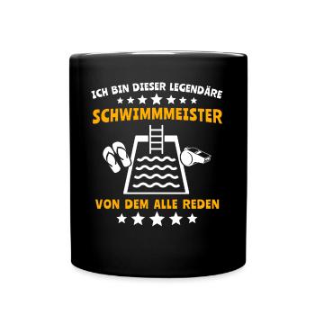 Schwimmmeister Bademeister - Tasse einfarbig - Schwarz - Vorne