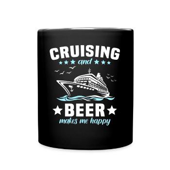 Kreuzfahrt Bier - Tasse einfarbig - Schwarz - Vorne