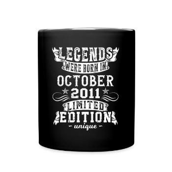 Geburtstag Oktober 2011 Jahr Limited Edition - Tasse einfarbig - Schwarz - Vorne