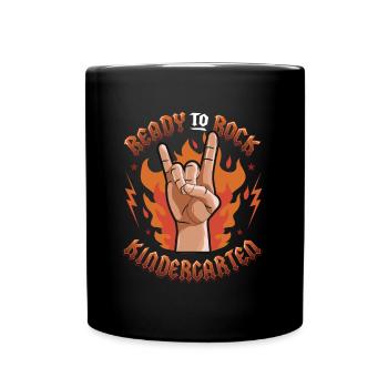 Ready To Rock Kindergarten, First Day - Full Colour Mug - black - Front