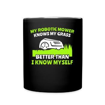 Tondeuse robot - Mug uni - noir - Devant