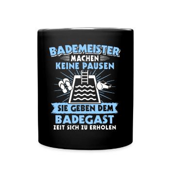 Schwimmmeister Bademeister - Tasse einfarbig - Schwarz - Vorne