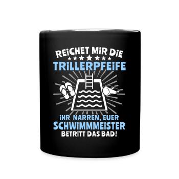 Schwimmmeister Bademeister - Tasse einfarbig - Schwarz - Vorne