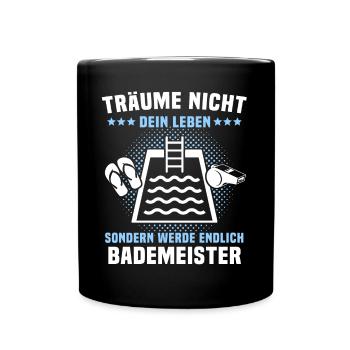 Schwimmmeister Bademeister - Tasse einfarbig - Schwarz - Vorne