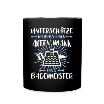 Schwimmmeister Bademeister - Tasse einfarbig - Schwarz - Vorne