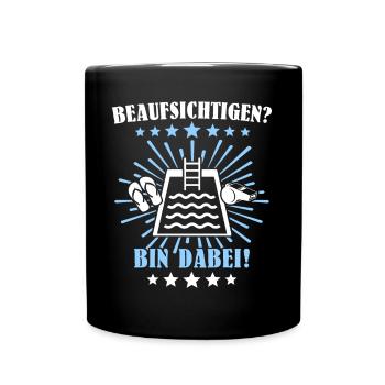 Schwimmmeister Bademeister - Tasse einfarbig - Schwarz - Vorne