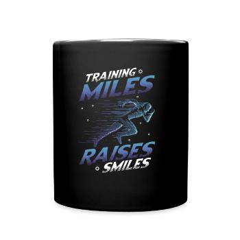 Training Miles, Raises Smiles, Marathon Laufen - Tasse einfarbig - Schwarz - Vorne