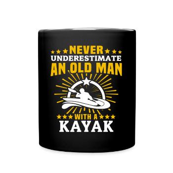 Kayaking Mann Unterschätze Kayakfahrer - Tasse einfarbig - Schwarz - Vorne