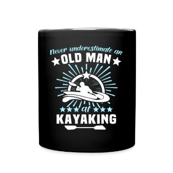 Kayaking Mann Unterschätze Kayakfahrer - Tasse einfarbig - Schwarz - Vorne