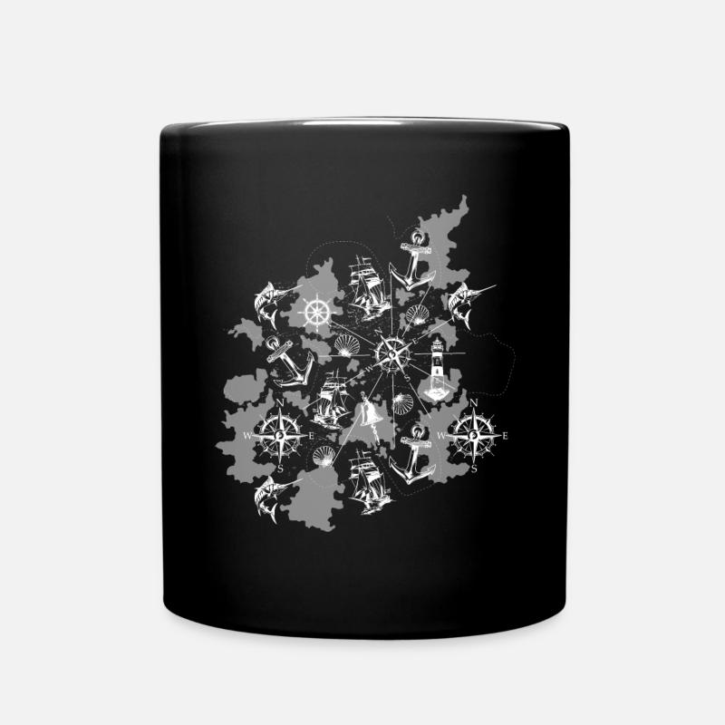 Nautical chart maritime - Full Colour Mug - black
