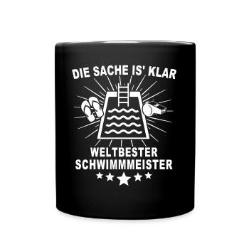Schwimmmeister - Tasse einfarbig - Schwarz - Vorne