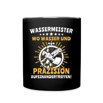 Wassermeister Sprüche - Tasse einfarbig - Schwarz - Vorne