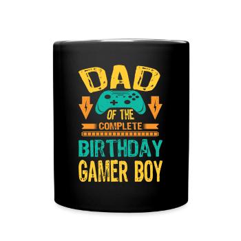 Dad Of the Birthday Gamer Boy gift Idea - Full Colour Mug - black - Front