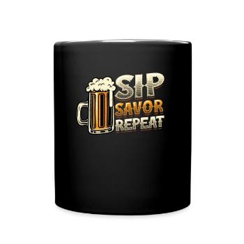 Bierverkostung, Sip Savor Repeat, Bierliebhaber - Tasse einfarbig - Schwarz - Vorne