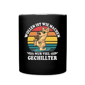 Känguru Chillen Wollen Machen - Tasse einfarbig - Schwarz - Vorne