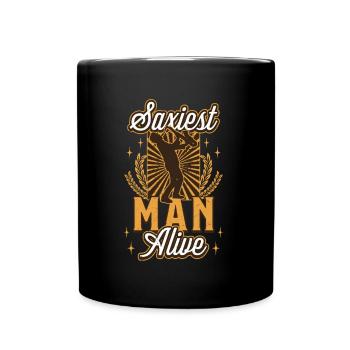 Saxiest Man Alive, Lustiges Saxophon - Tasse einfarbig - Schwarz - Vorne