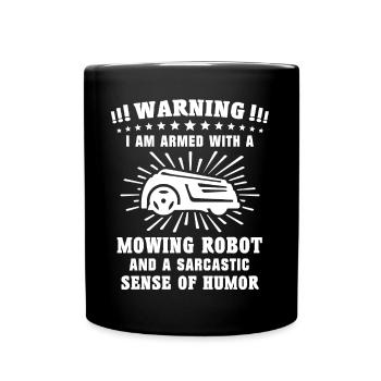 Tondeuse robot - Mug uni - noir - Devant