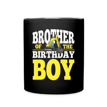Brother Of the Birthday Boy Construction Family - Full Colour Mug - black - Front