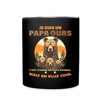 Papa Ours 3 Enfants Lunettes Cool - Mug uni - noir - Devant