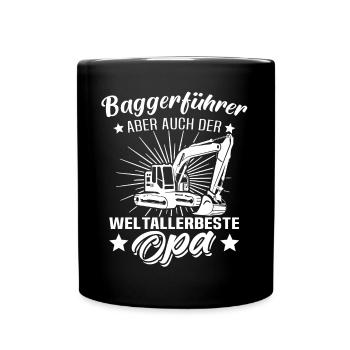 Baggerfuehrer Opa Baggerfahrer Grossvater - Tasse einfarbig - Schwarz - Vorne
