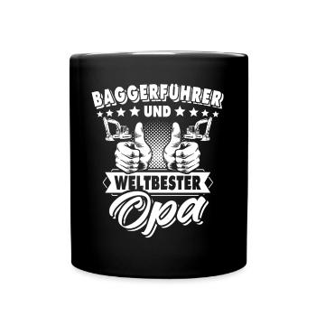 Baggerfuehrer Opa Baggerfahrer Grossvater - Tasse einfarbig - Schwarz - Vorne