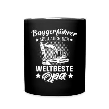 Baggerfuehrer Opa Baggerfahrer Grossvater - Tasse einfarbig - Schwarz - Vorne
