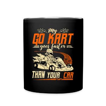 Go Kart Rennkart Motorsport Rennfahrer - Tasse einfarbig - Schwarz - Vorne