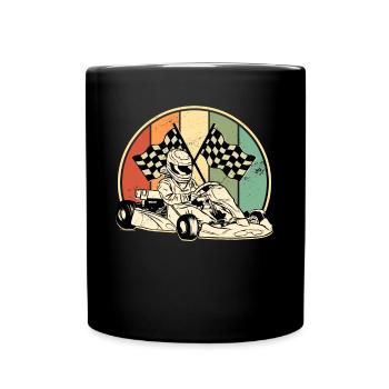 Kart Kartfahren Retro Rennkart Training Geschenk - Tasse einfarbig - Schwarz - Vorne