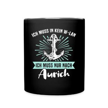 Aurich Sprüche - Tasse einfarbig - Schwarz - Vorne