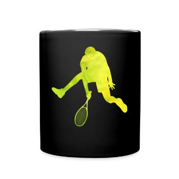 Tennisspieler Tennisschläger Tennisplatz Geschenk - Tasse einfarbig - Schwarz - Vorne
