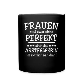 Arzthelferin Geschenk - Tasse einfarbig - Schwarz - Vorne