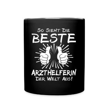 Beste Arzthelferin - Tasse einfarbig - Schwarz - Vorne