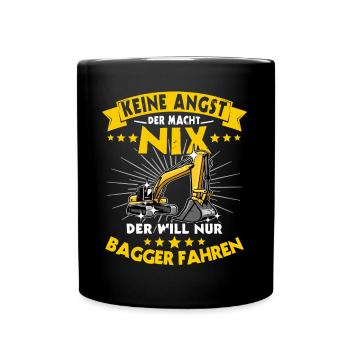 Baggerführer Baggerfahrer - Tasse einfarbig - Schwarz - Vorne