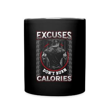 Excuses, Brûlure, Pas de calories, Personnel - Mug uni - noir - Devant
